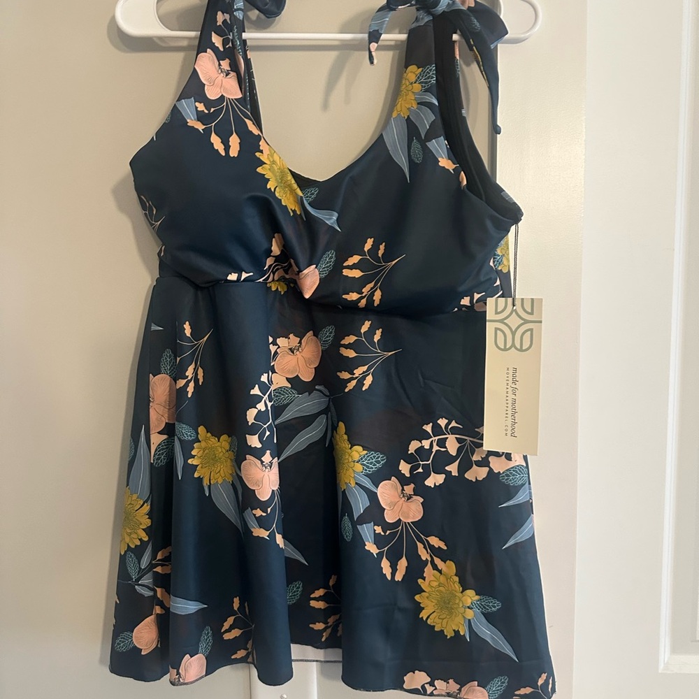 Floral Swim Dress in Blue by Andrea Iyamah